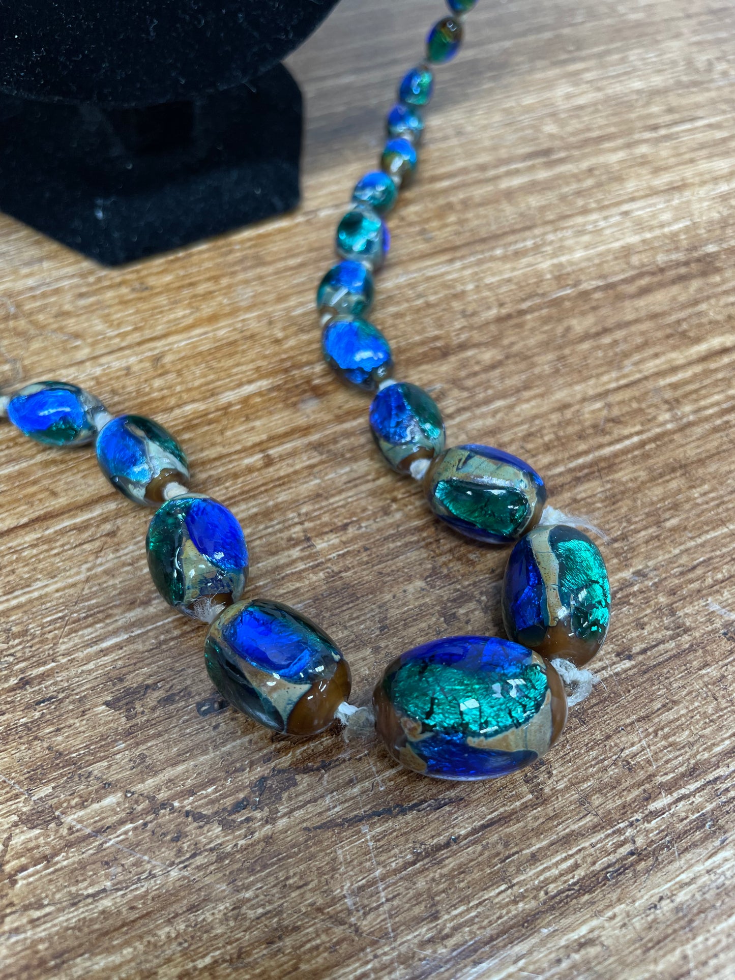 Stunning Vintage Murano Lumina Blue Glass Necklace