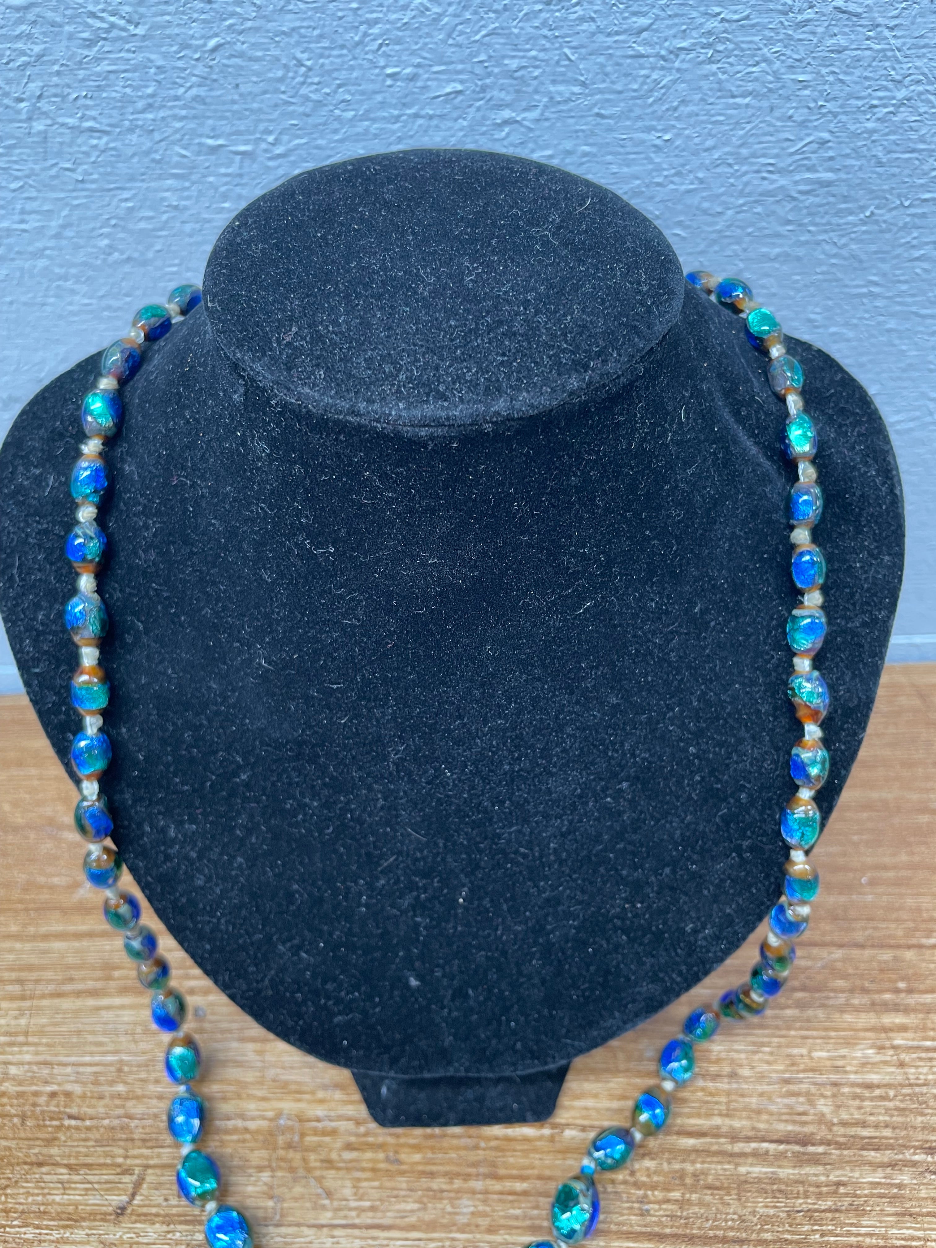 Stunning Vintage Murano Lumina Blue Glass Necklace | Antique & Vintage | Moonee Ponds Antiques | Australia Wide Delivery