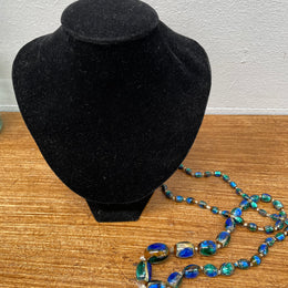 Stunning Vintage Murano Lumina Blue Glass Necklace