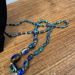 Stunning Vintage Murano Lumina Blue Glass Necklace