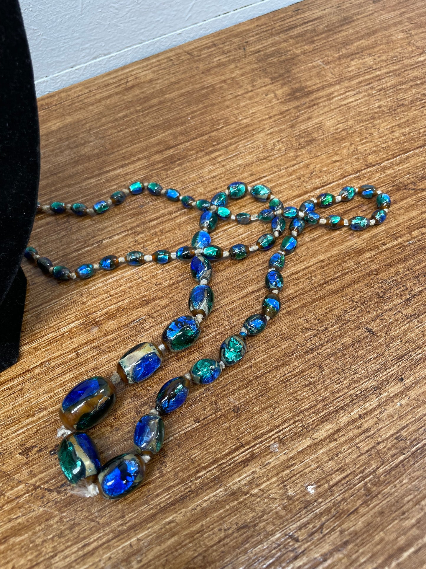 Stunning Vintage Murano Lumina Blue Glass Necklace