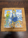Signed Spanish Majolica Tile On Wood | Antique & Vintage | Moonee Ponds Antiques | Australia Wide Delivery