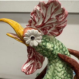 Extraordinary Vintage Italian Hand Painted Majolica Rooster