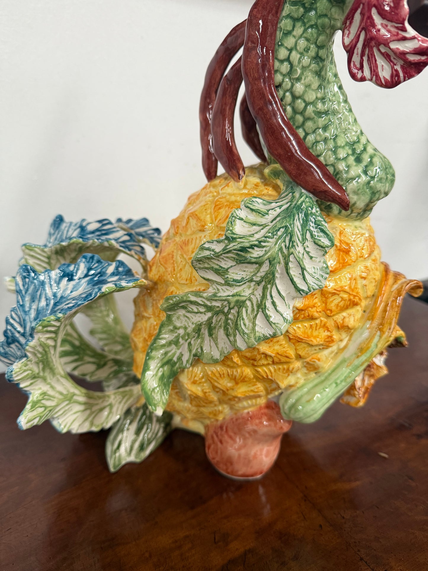 Extraordinary Vintage Italian Hand Painted Majolica Rooster