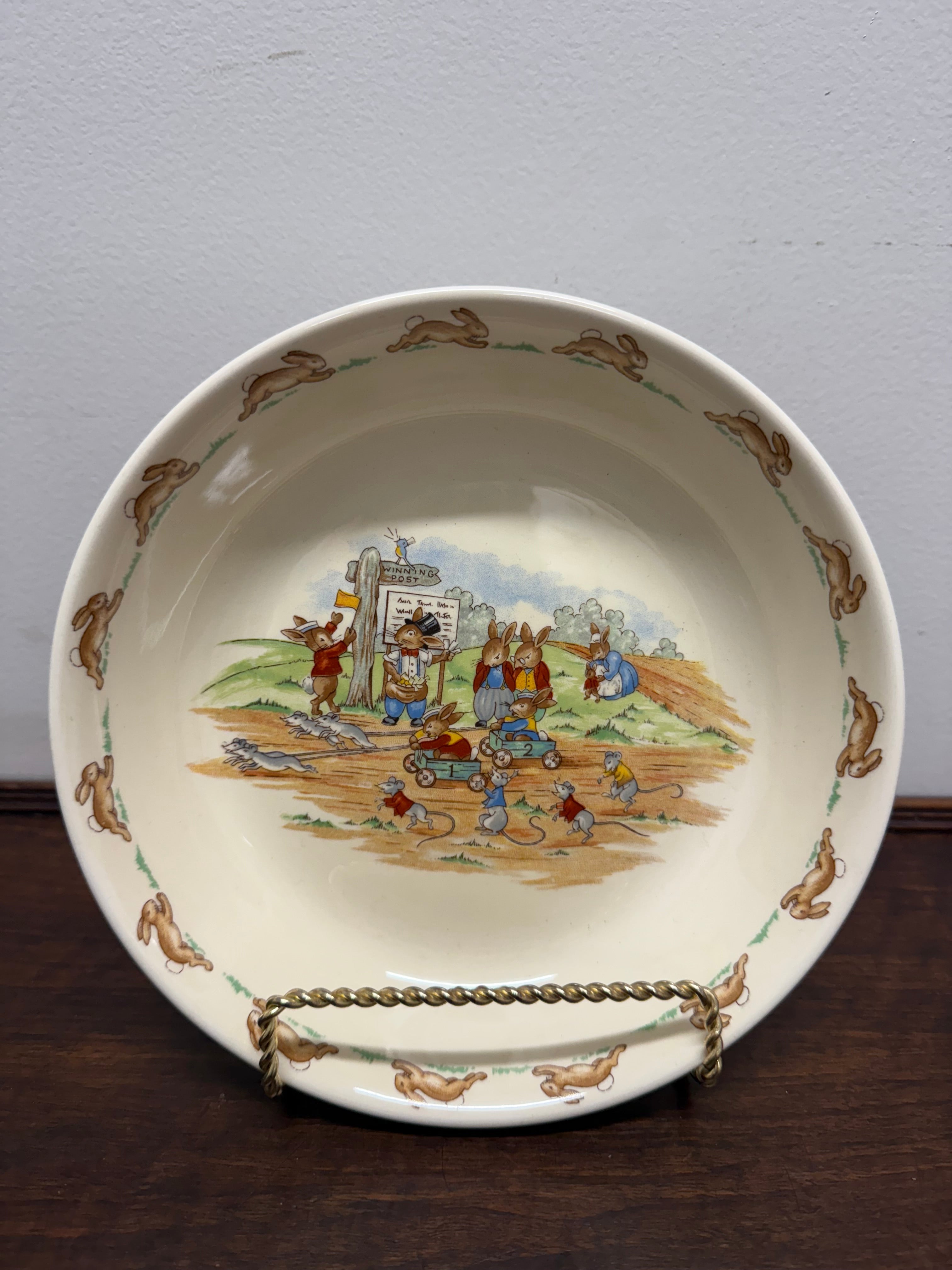 Royal Doulton Bunnykins Billy Cart Racing Bowl | Antique & Vintage | Moonee Ponds Antiques | Australia Wide Delivery