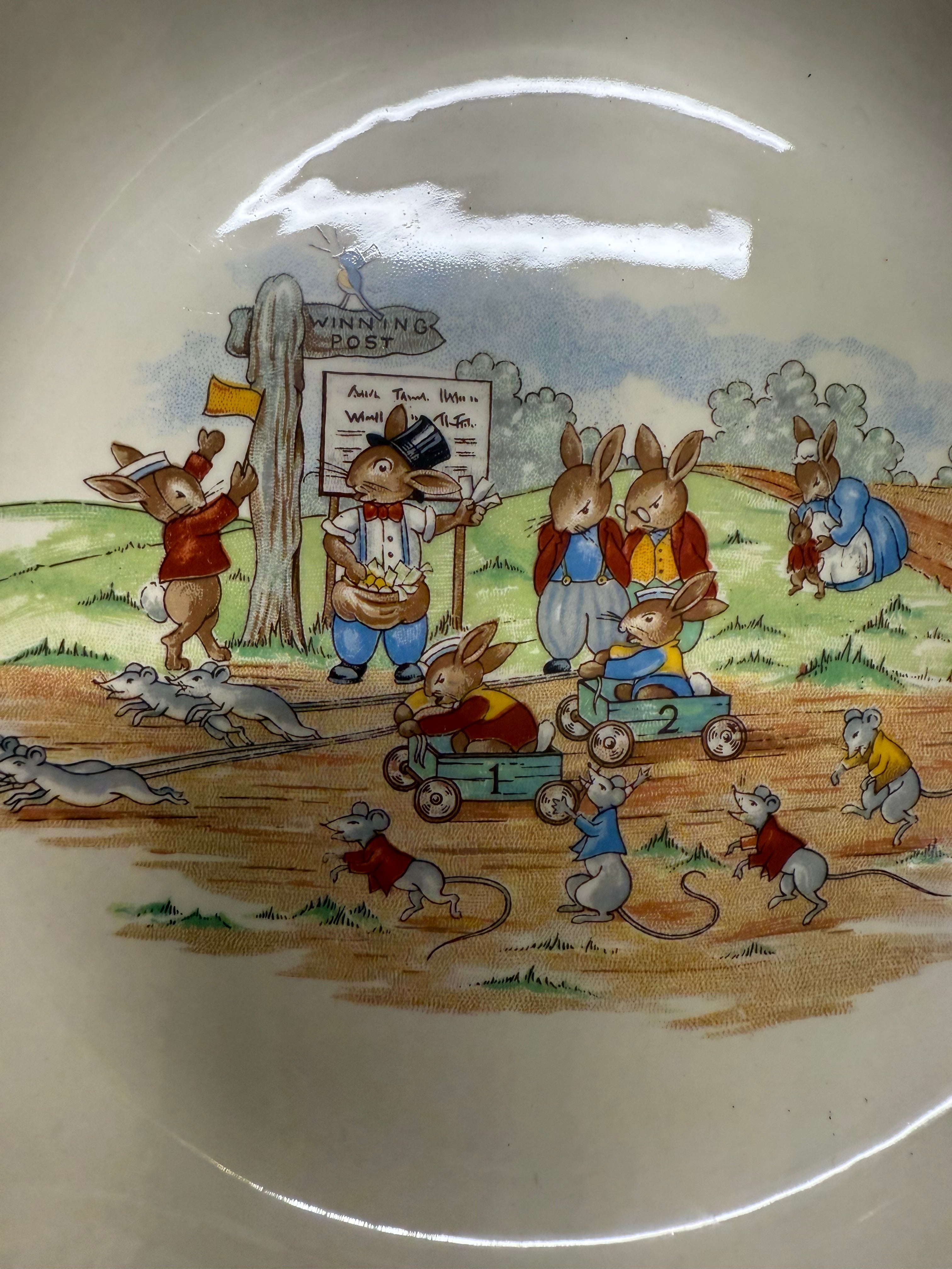Royal Doulton Bunnykins Billy Cart Racing Bowl | Antique & Vintage | Moonee Ponds Antiques | Australia Wide Delivery
