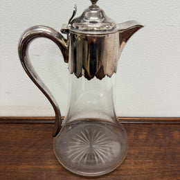 Edwardian Silver Plated & Cut Glass Claret Jug