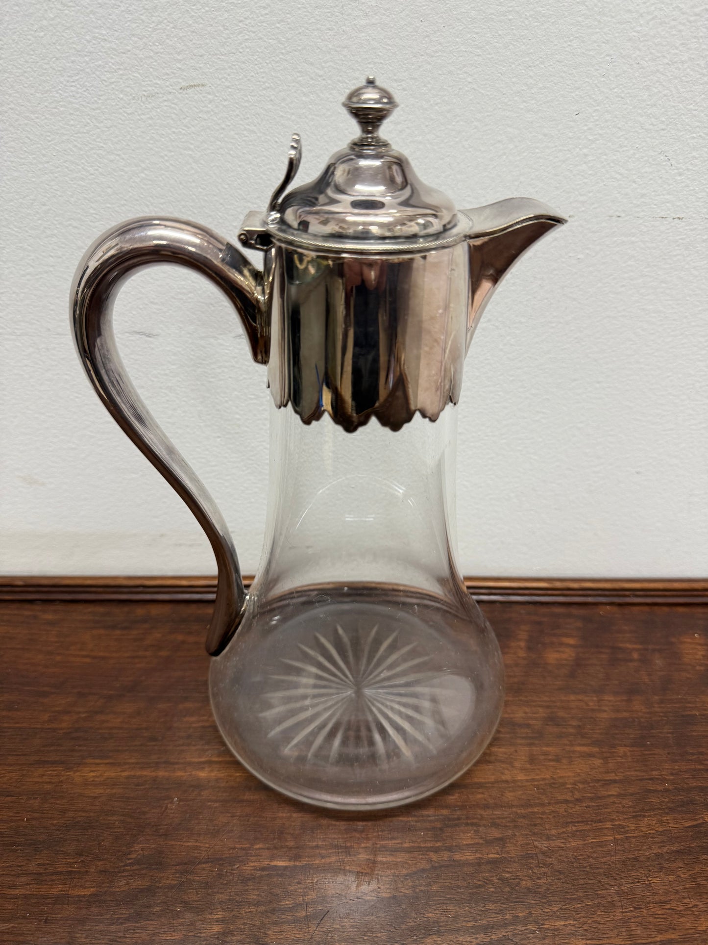 Edwardian Silver Plated & Cut Glass Claret Jug