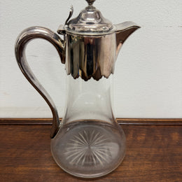 Edwardian Silver Plated & Cut Glass Claret Jug