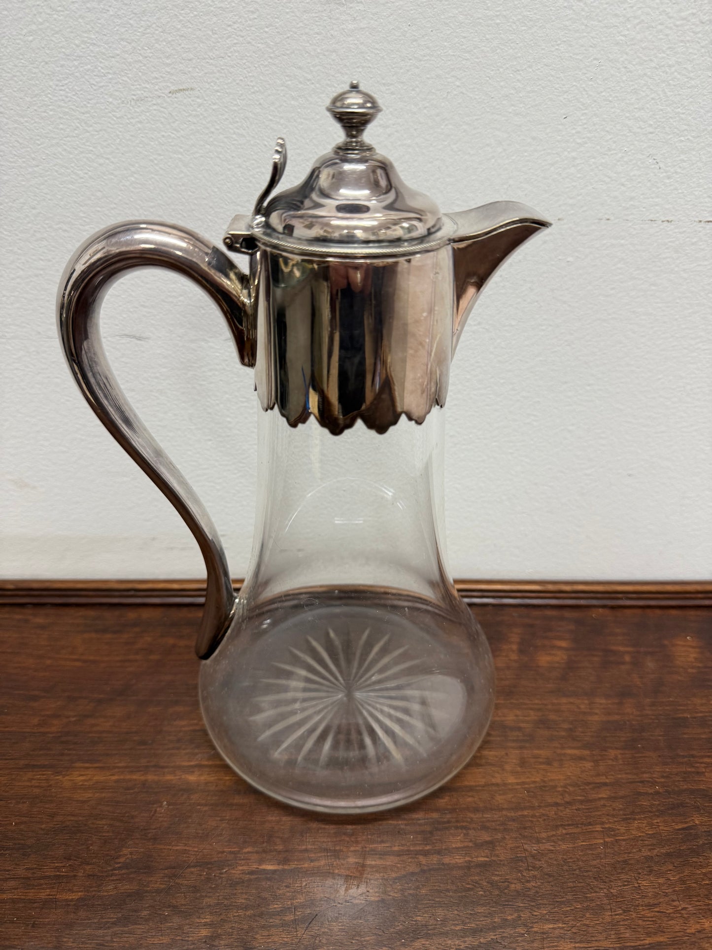 Edwardian Silver Plated & Cut Glass Claret Jug