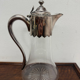Edwardian Silver Plated & Cut Glass Claret Jug