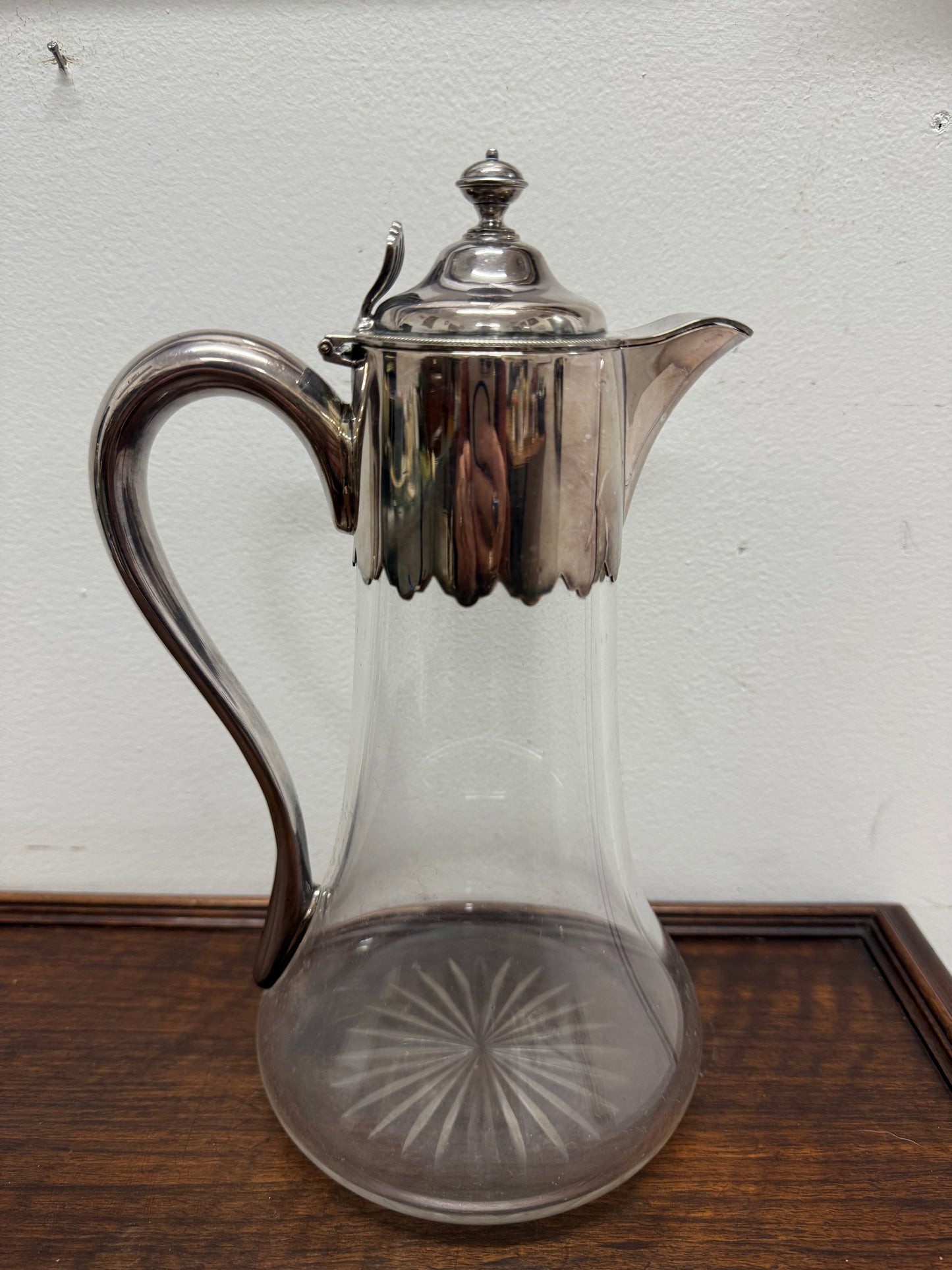 Edwardian Silver Plated & Cut Glass Claret Jug