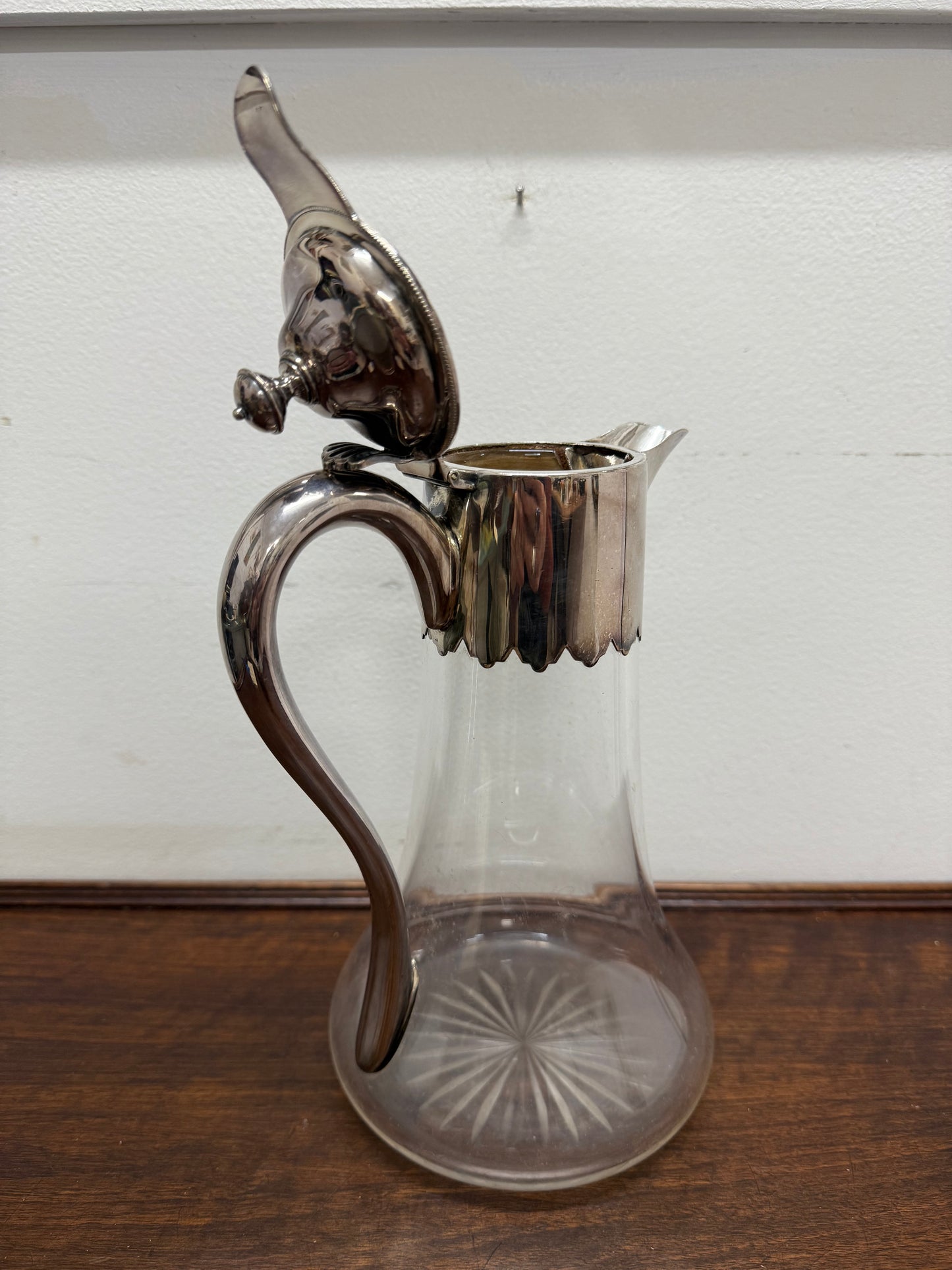 Edwardian Silver Plated & Cut Glass Claret Jug