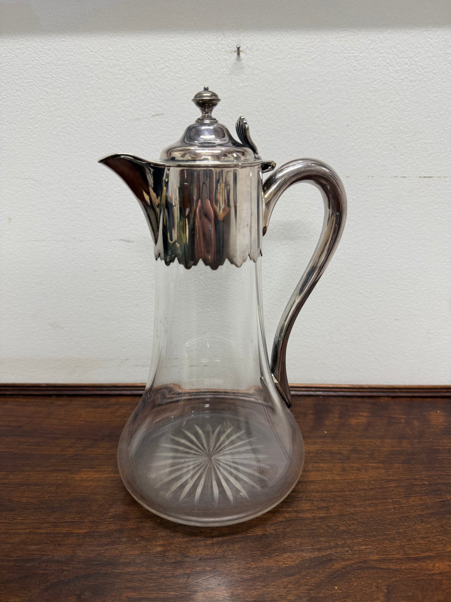 Edwardian Silver Plated & Cut Glass Claret Jug