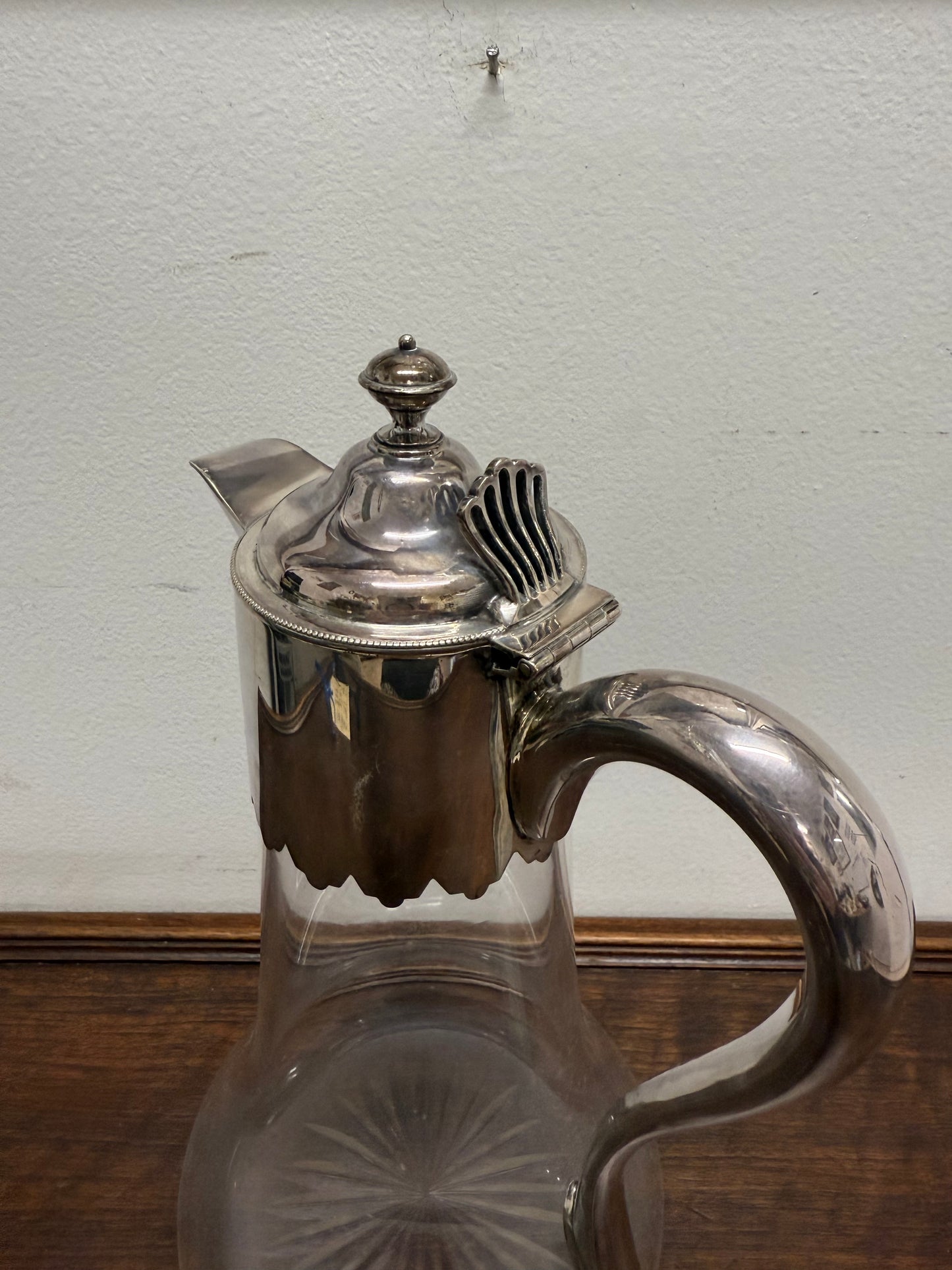 Edwardian Silver Plated & Cut Glass Claret Jug