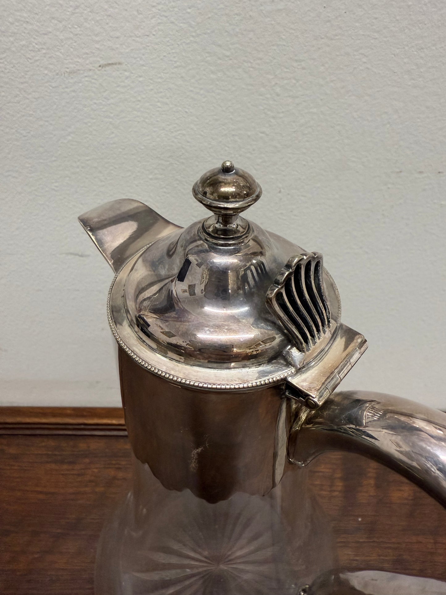 Edwardian Silver Plated & Cut Glass Claret Jug