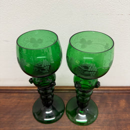 Swedish Pair Handmade Glass Goblets