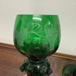 Swedish Pair Handmade Glass Goblets