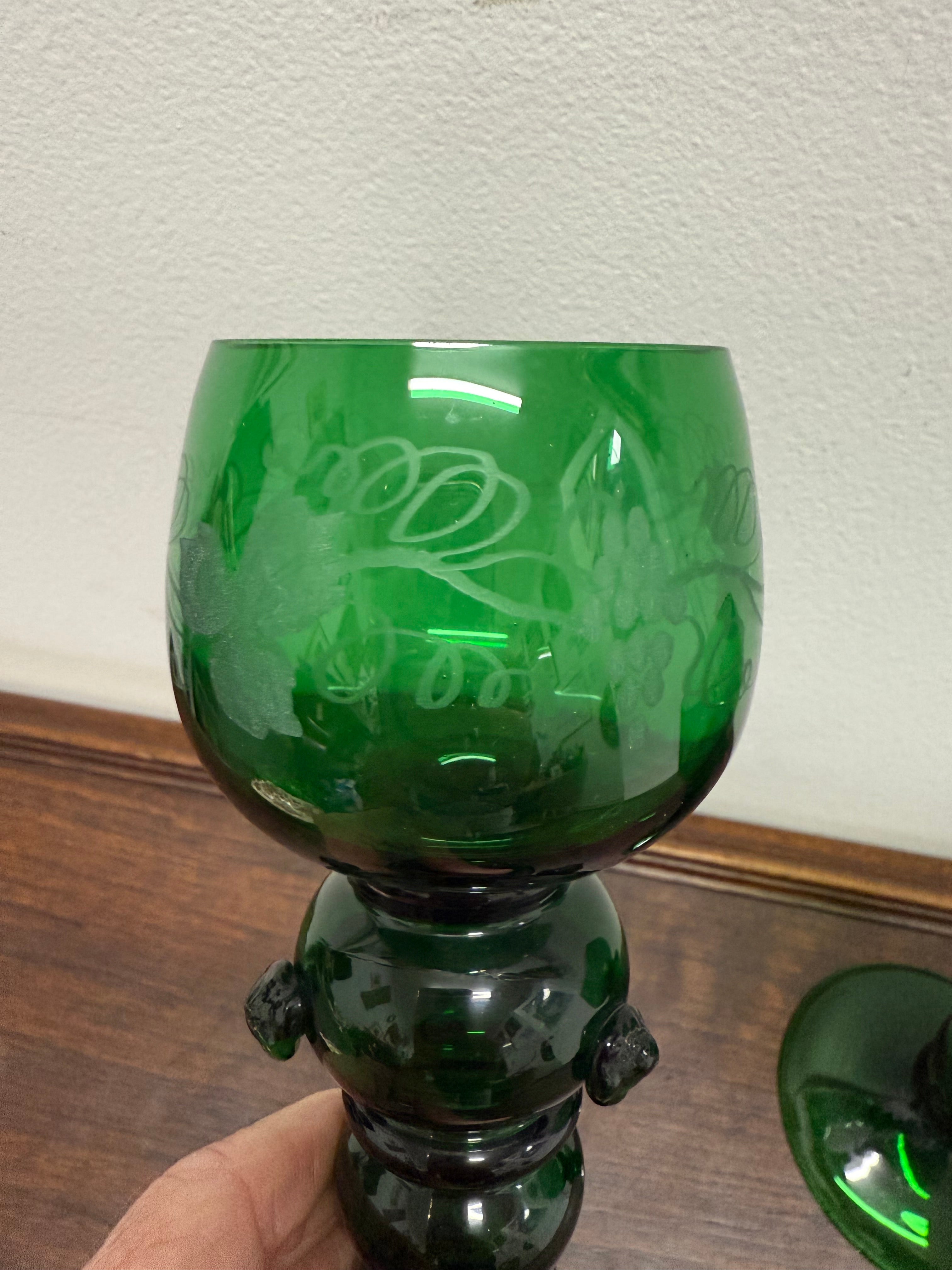 Swedish Pair Handmade Glass Goblets | Antique & Vintage | Moonee Ponds Antiques | Australia Wide Delivery