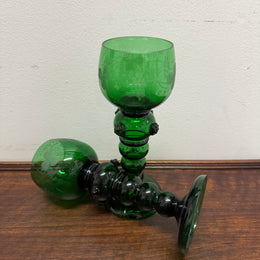 Swedish Pair Handmade Glass Goblets