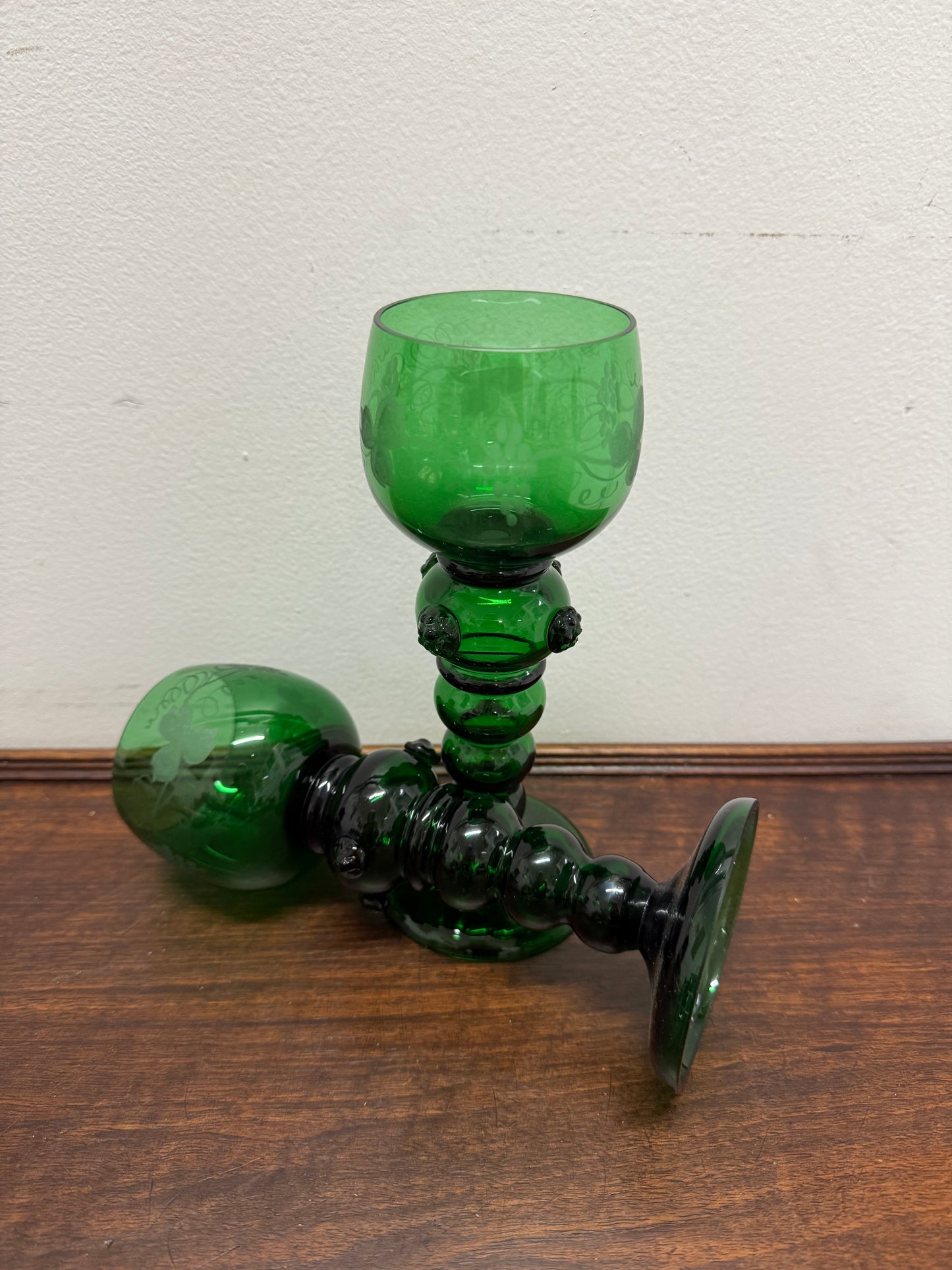 Swedish Pair Handmade Glass Goblets