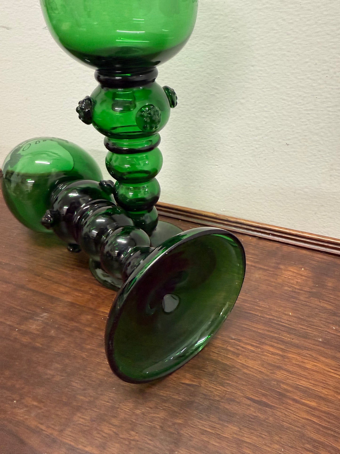 Swedish Pair Handmade Glass Goblets