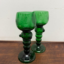 Swedish Pair Handmade Glass Goblets