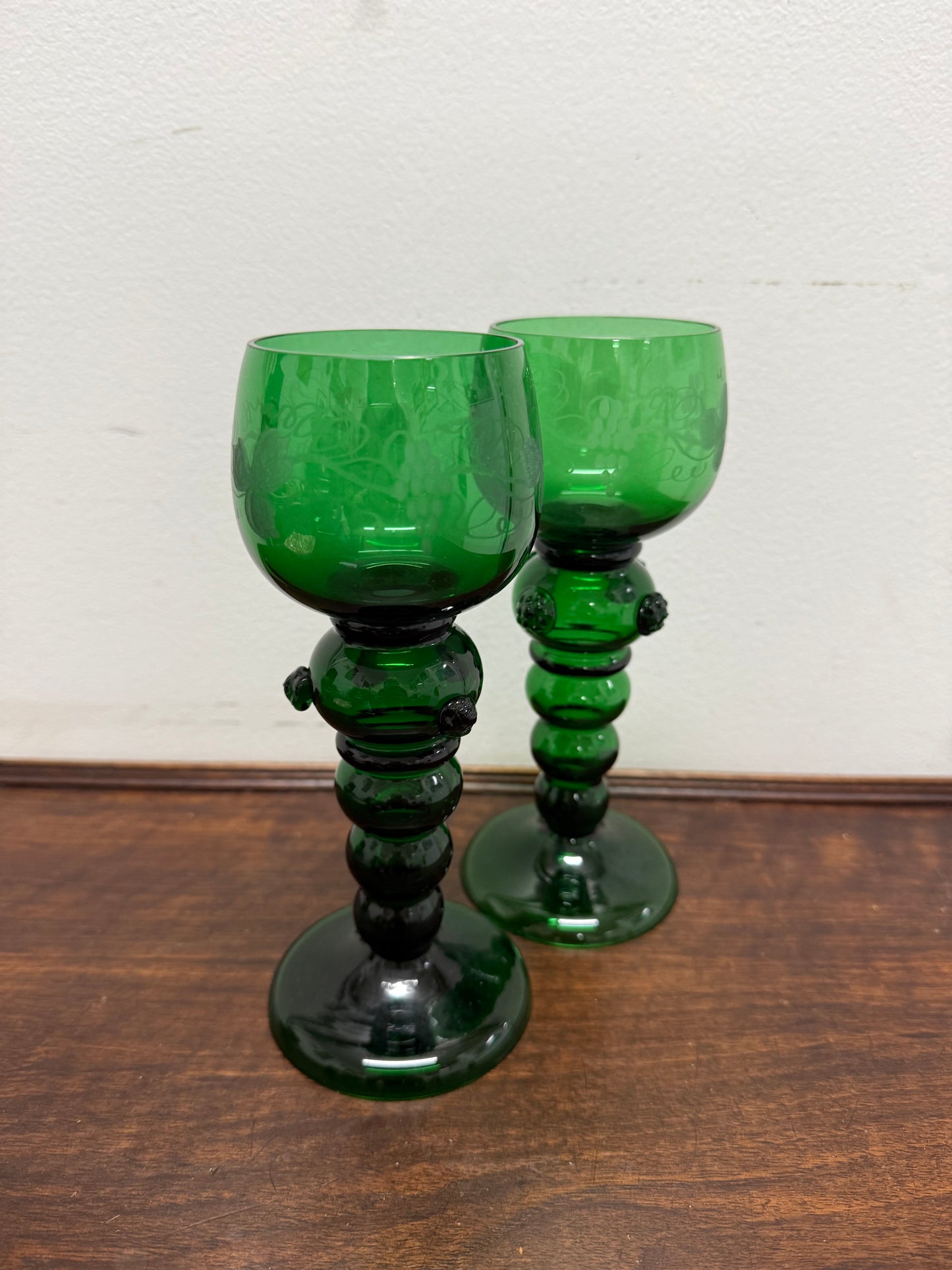 Swedish Pair Handmade Glass Goblets