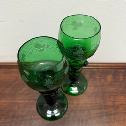 Swedish Pair Handmade Glass Goblets