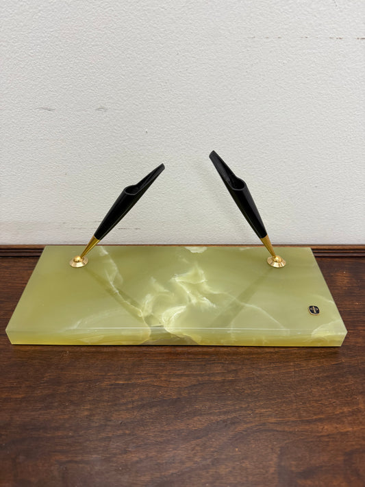 Vintage Onyx Marble Pen Desk Stand