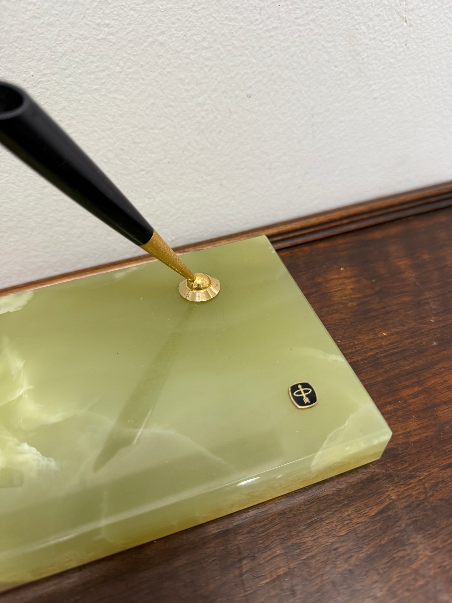 Vintage Onyx Marble Pen Desk Stand