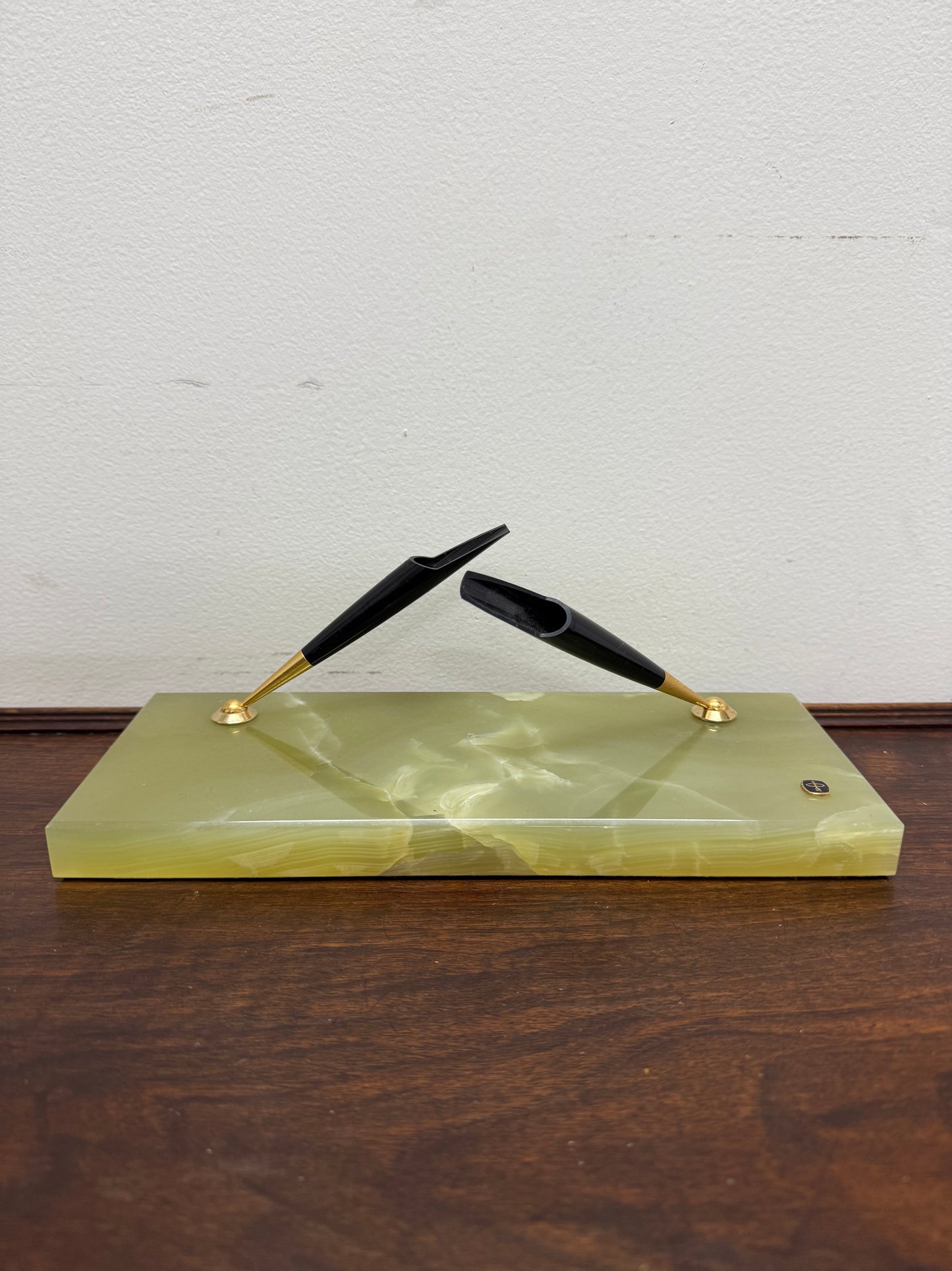 Vintage Onyx Marble Pen Desk Stand