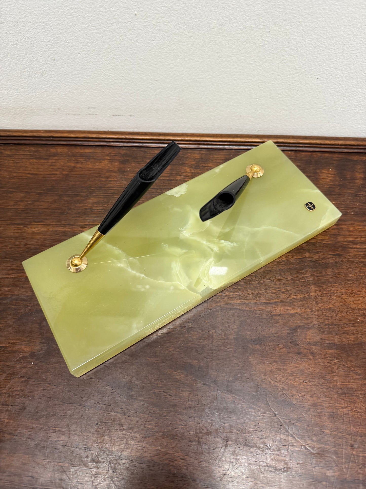 Vintage Onyx Marble Pen Desk Stand