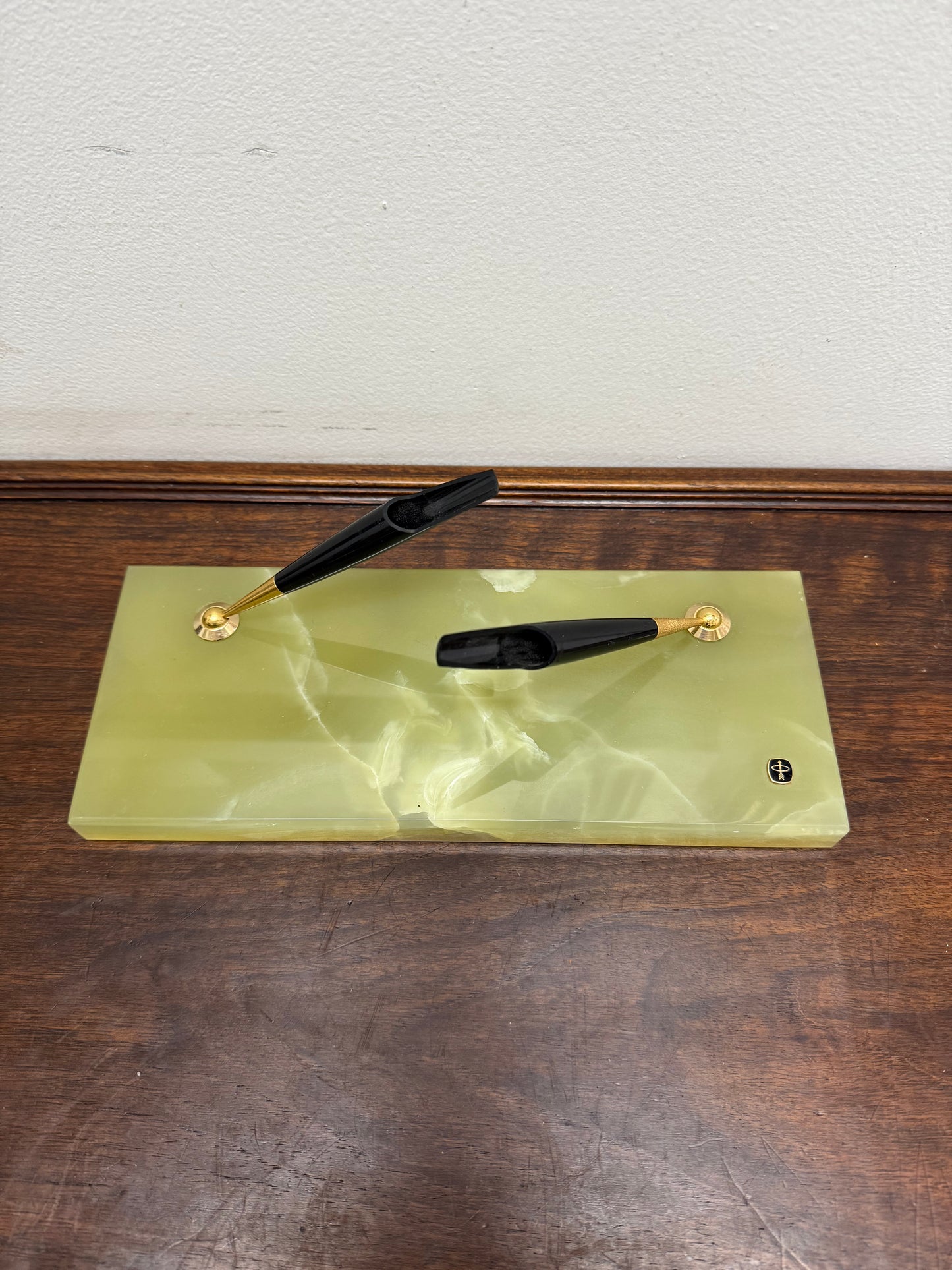 Vintage Onyx Marble Pen Desk Stand