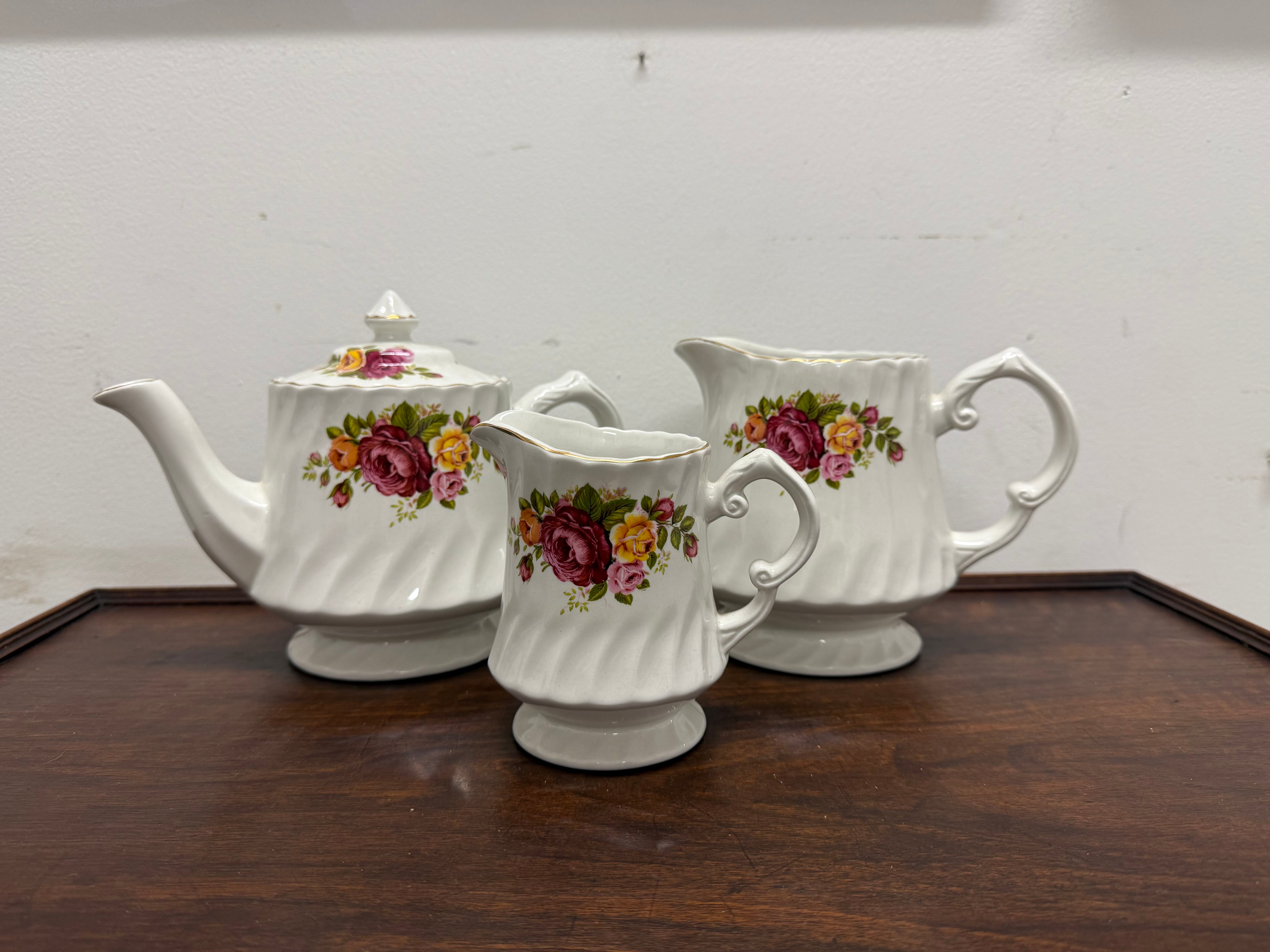 Vintage Cottage Rose Ironstone Tea & Coffee Set | Antique & Vintage | Moonee Ponds Antiques | Australia Wide Delivery