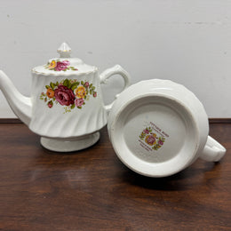 Vintage Cottage Rose Ironstone Tea & Coffee Set