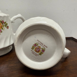 Vintage Cottage Rose Ironstone Tea & Coffee Set