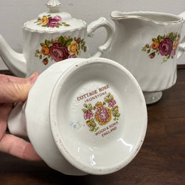 Vintage Cottage Rose Ironstone Tea & Coffee Set