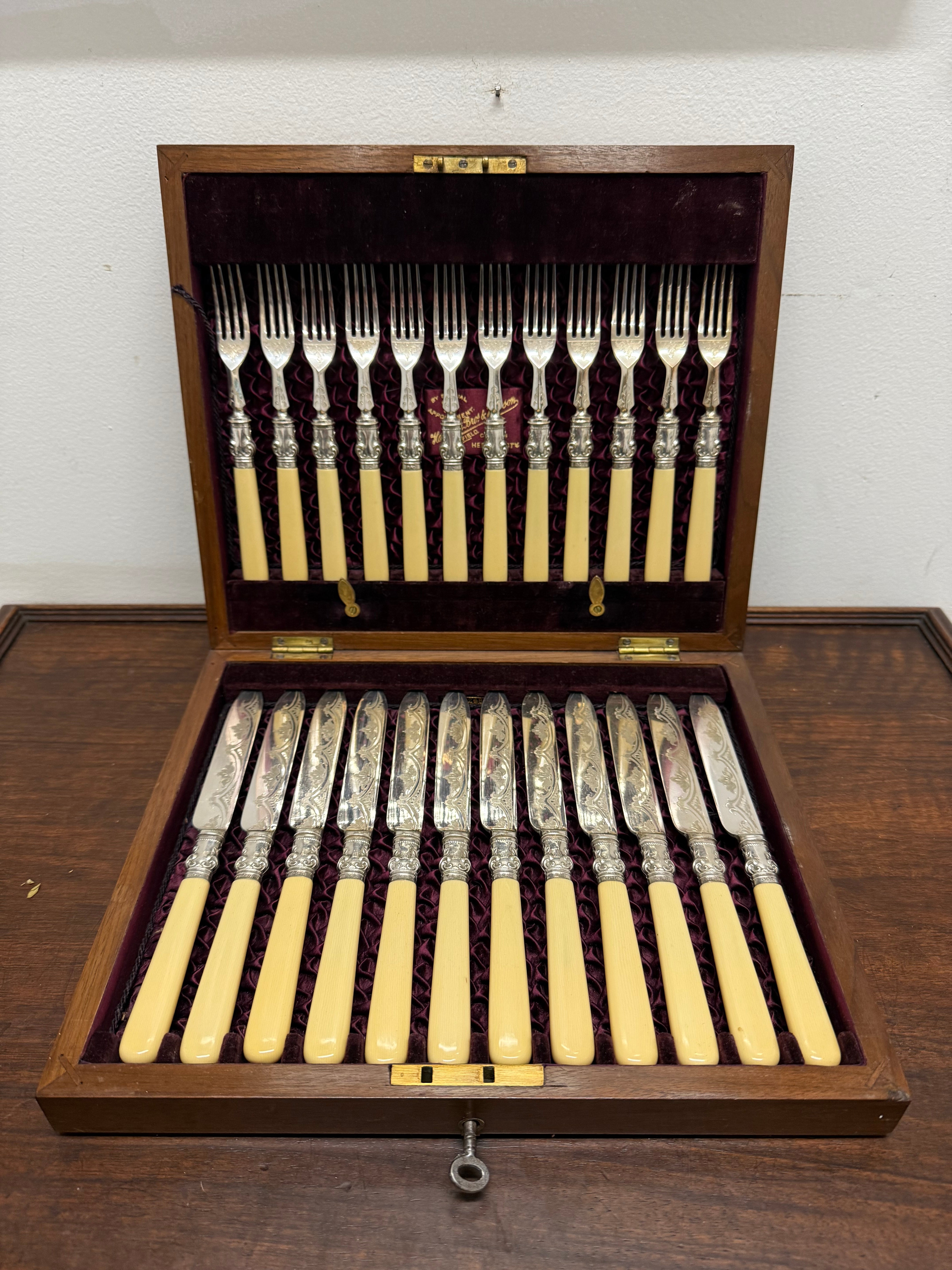 Victorian Boxed Fruit Knife and Forks