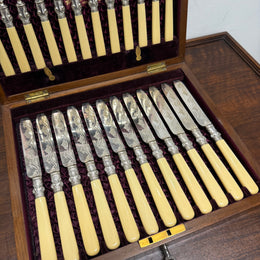 Victorian Boxed Fruit Knife and Forks