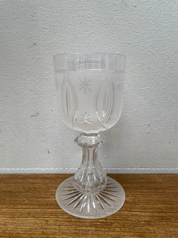 Early Victorian Glass Acid Etched & Star Cut Goblet | Antique & Vintage | Moonee Ponds Antiques | Australia Wide Delivery