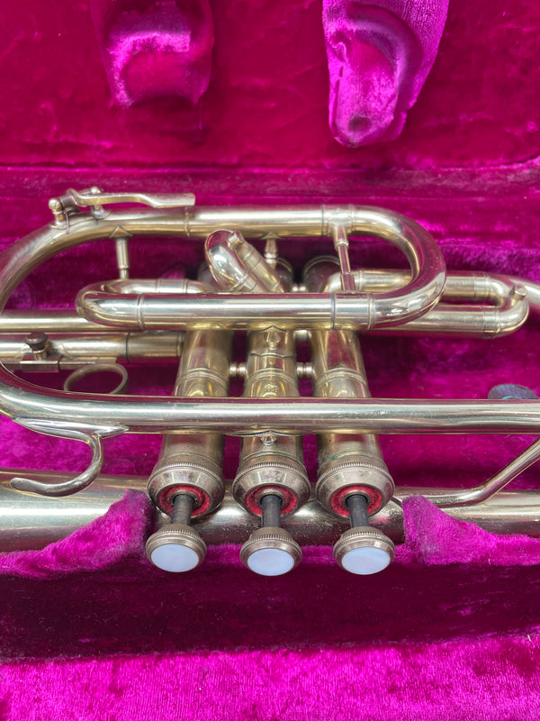 Lovely Vintage Lark Coronet in its original case. With a lovely bright interior to case and handle for carrying. In good condition with paperwork included. 