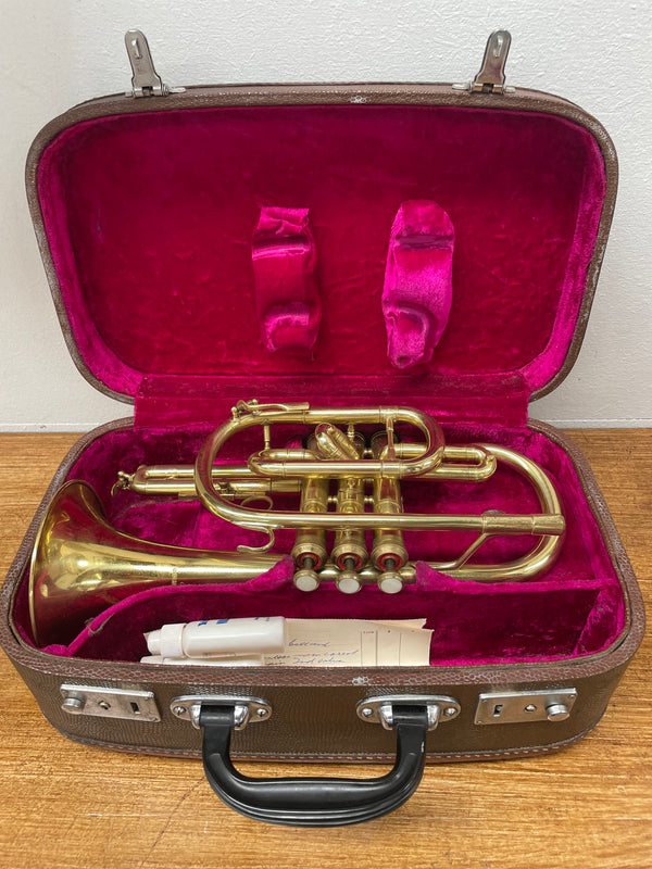 Lovely Vintage Lark Coronet in its original case. With a lovely bright interior to case and handle for carrying. In good condition with paperwork included. 