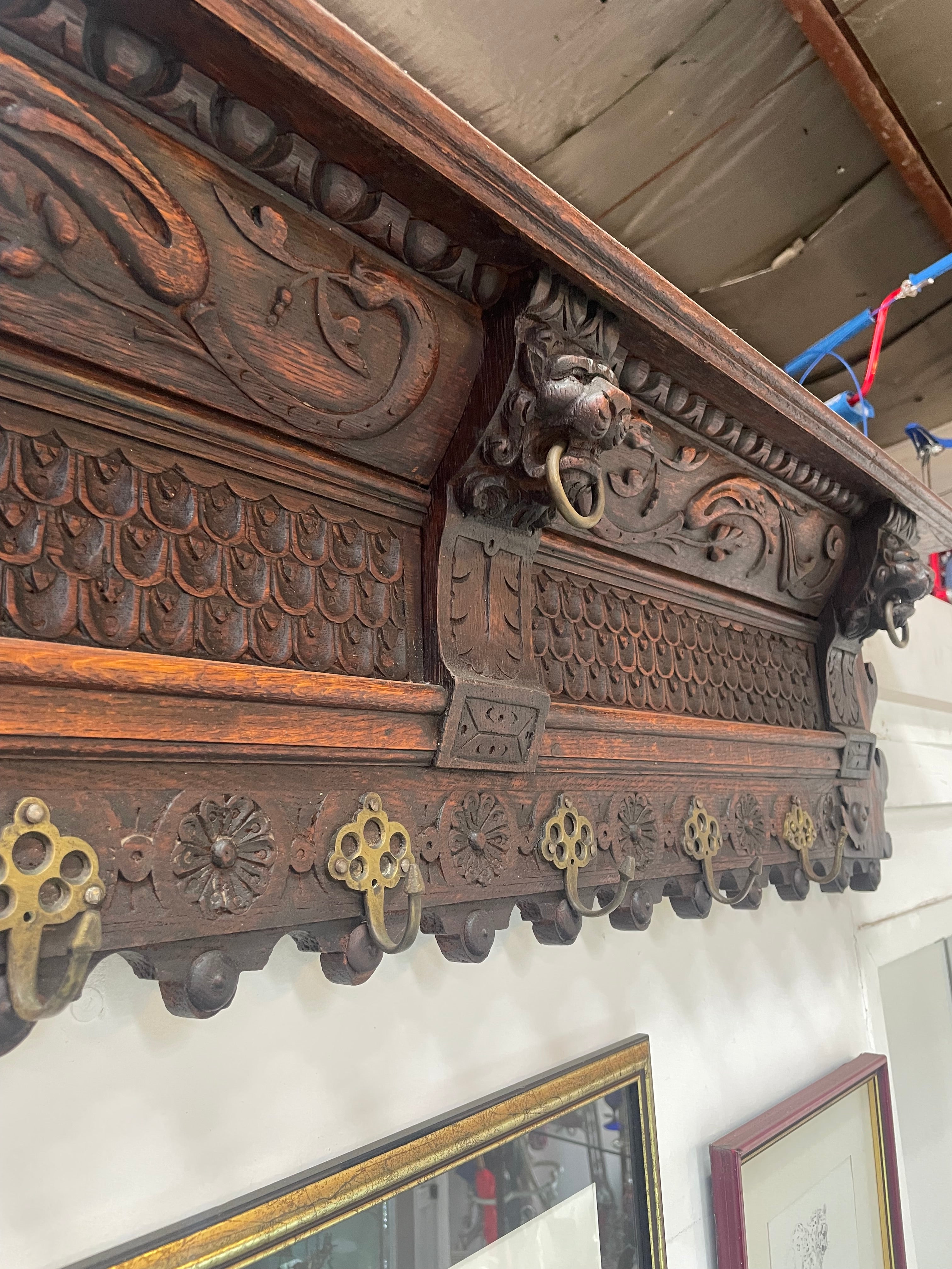 Stunning French Carved Oak Wall Hat Rack | Antique & Vintage | Moonee Ponds Antiques | Australia Wide