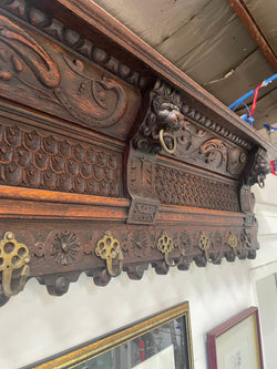 Stunning French Carved Oak Wall Hat Rack | Antique & Vintage | Moonee Ponds Antiques | Australia Wide Delivery