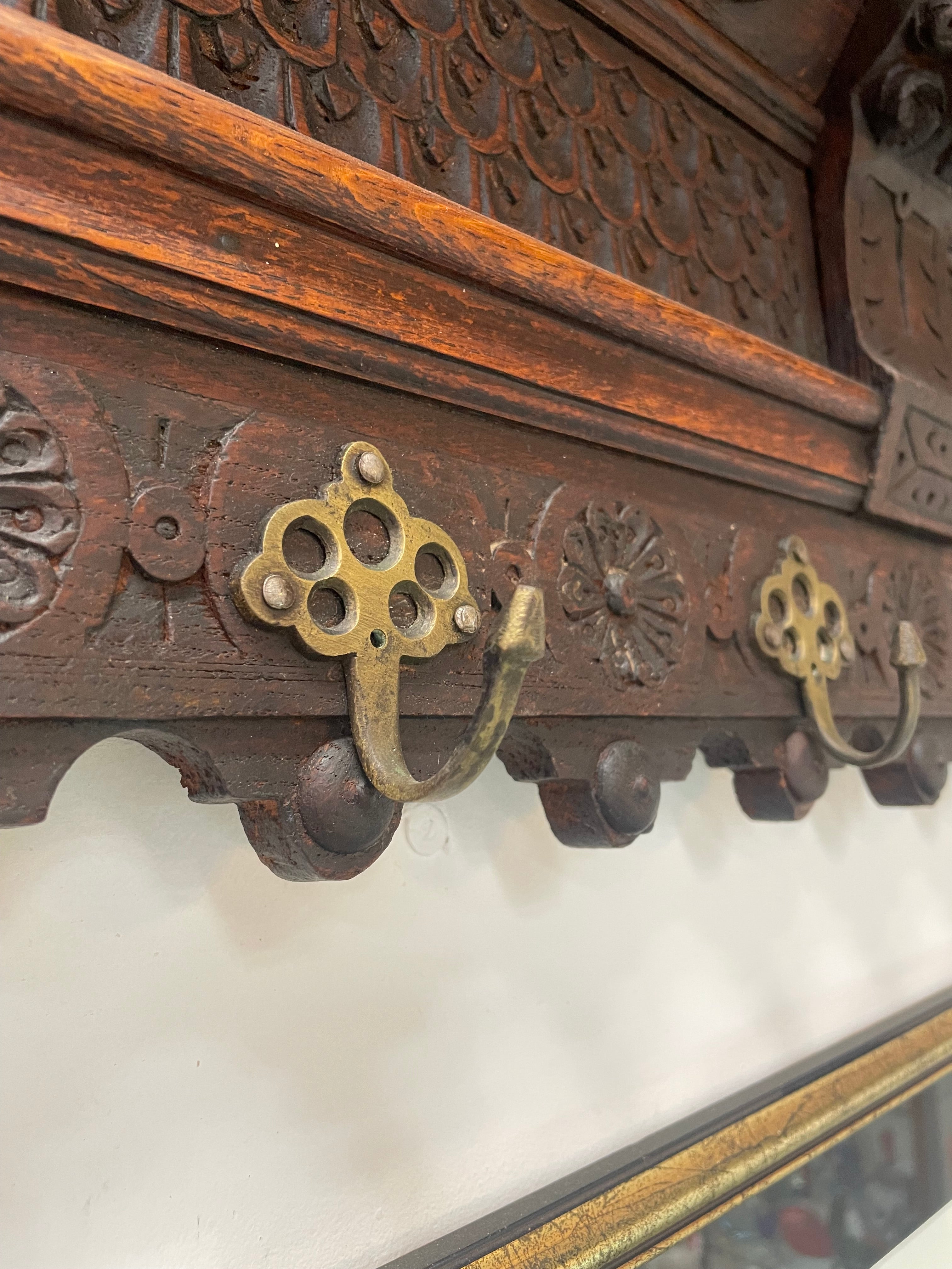 Stunning French Carved Oak Wall Hat Rack | Antique & Vintage | Moonee Ponds Antiques | Australia Wide