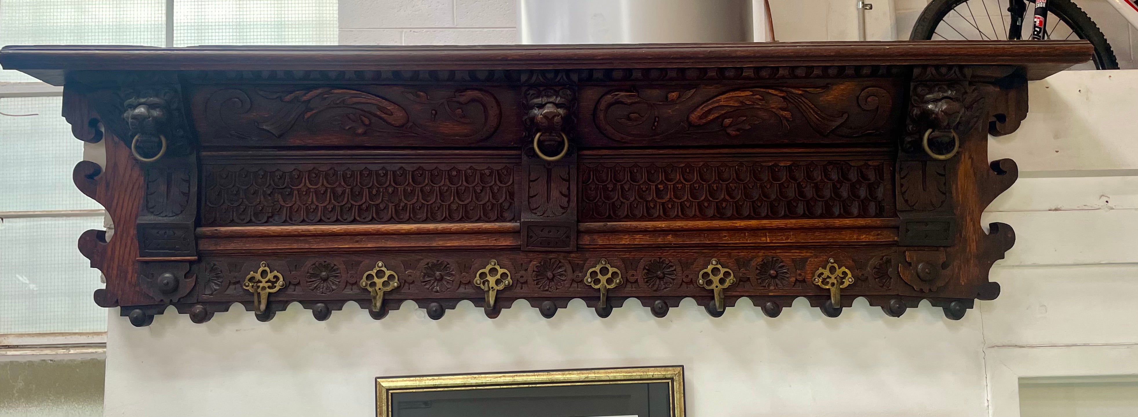 Stunning French Carved Oak Wall Hat Rack | Antique & Vintage | Moonee Ponds Antiques | Australia Wide