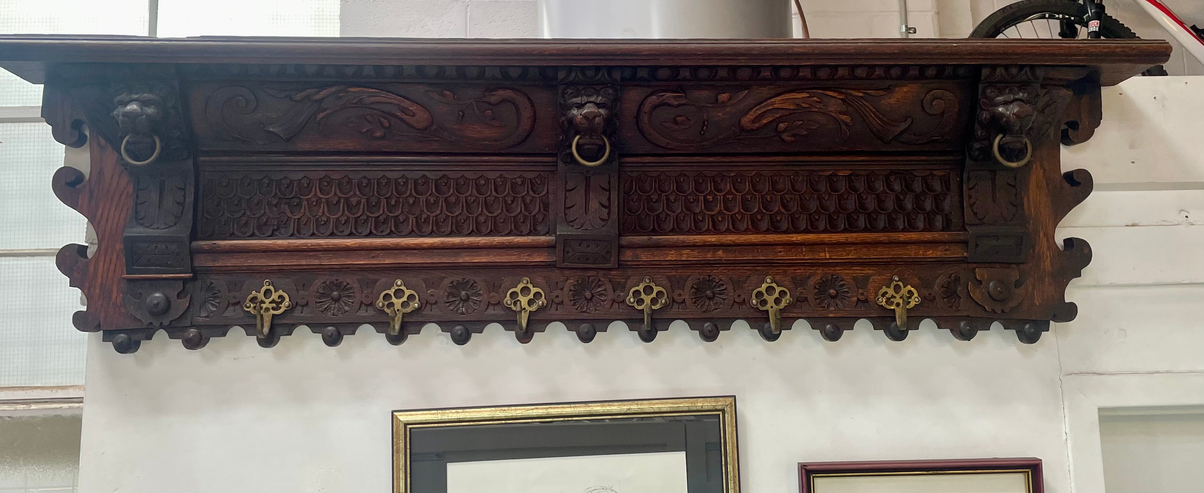 Stunning French Carved Oak Wall Hat Rack | Antique & Vintage | Moonee Ponds Antiques | Australia Wide