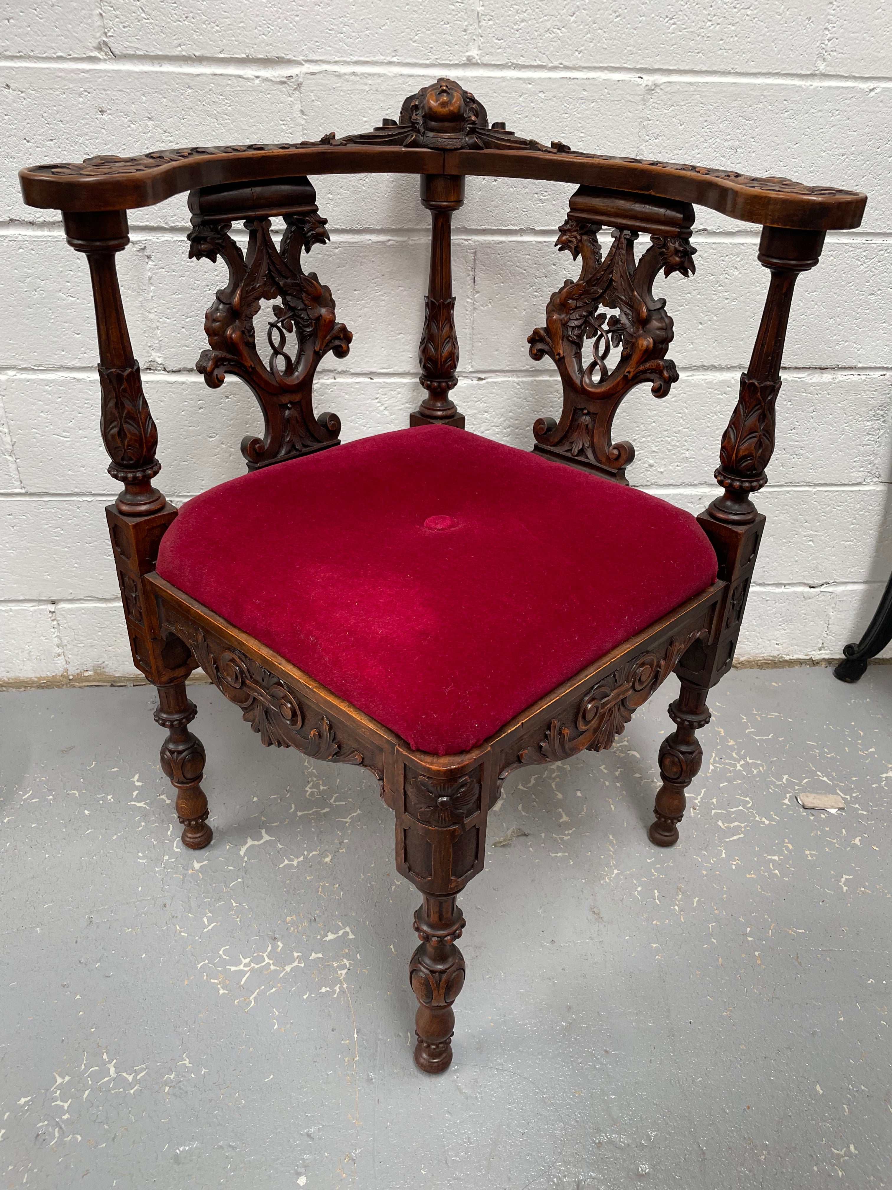 19th Century Upholstered Italian Corner Chair | Antique & Vintage | Moonee Ponds Antiques | Australia Wide Delivery