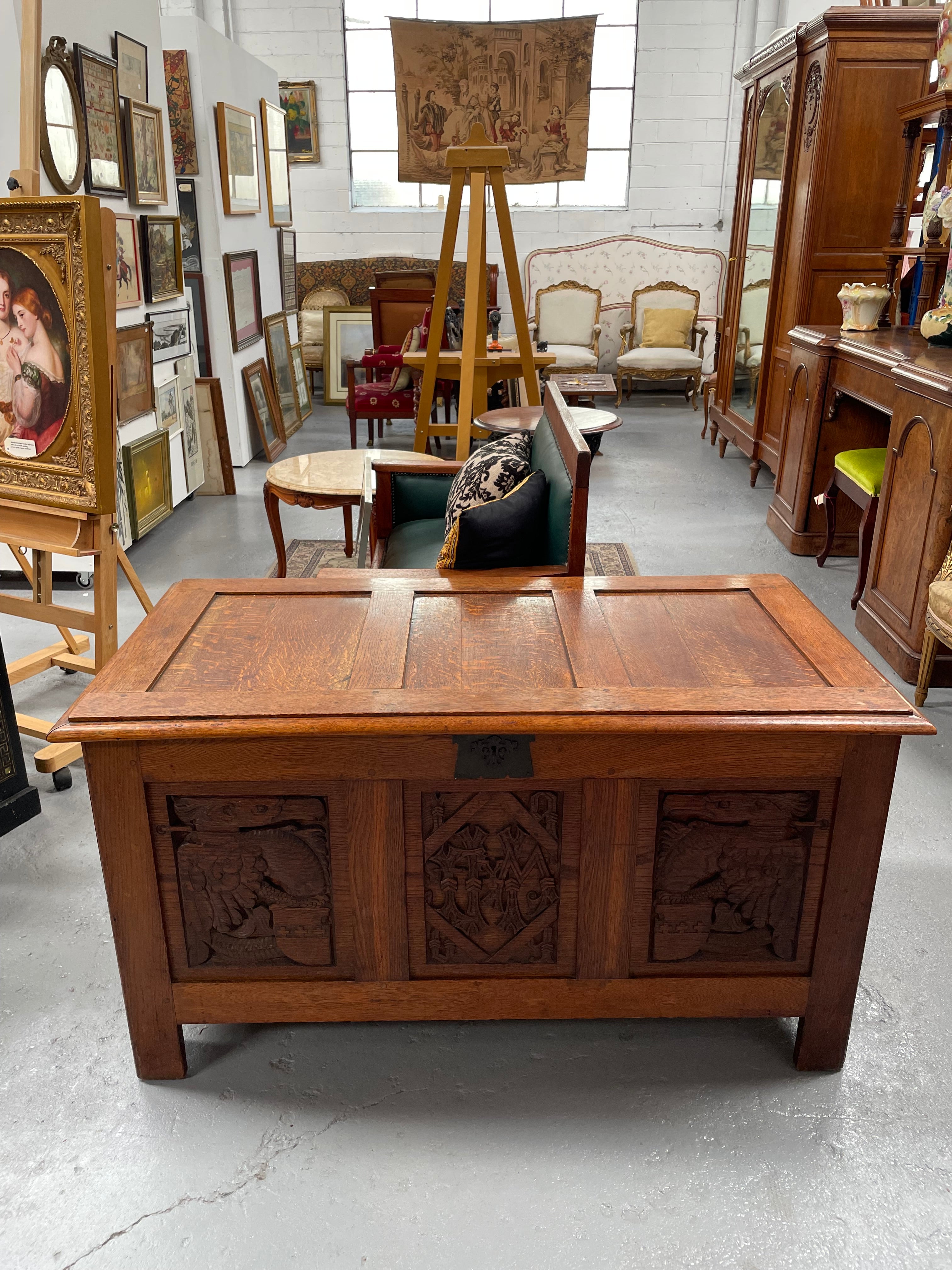 Fabulous Arts and Crafts Oak Chest | Antique & Vintage | Moonee Ponds Antiques | Australia Wide Delivery